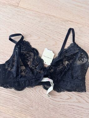 Sheer Black Lace Bralette — Delicate Scalloped Design